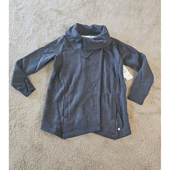 Zella Girl Kids' Cara Wrap Cardigan in Grey Dark Charcoal Heather NEW $45 MEDIUM - Picture 1 of 10